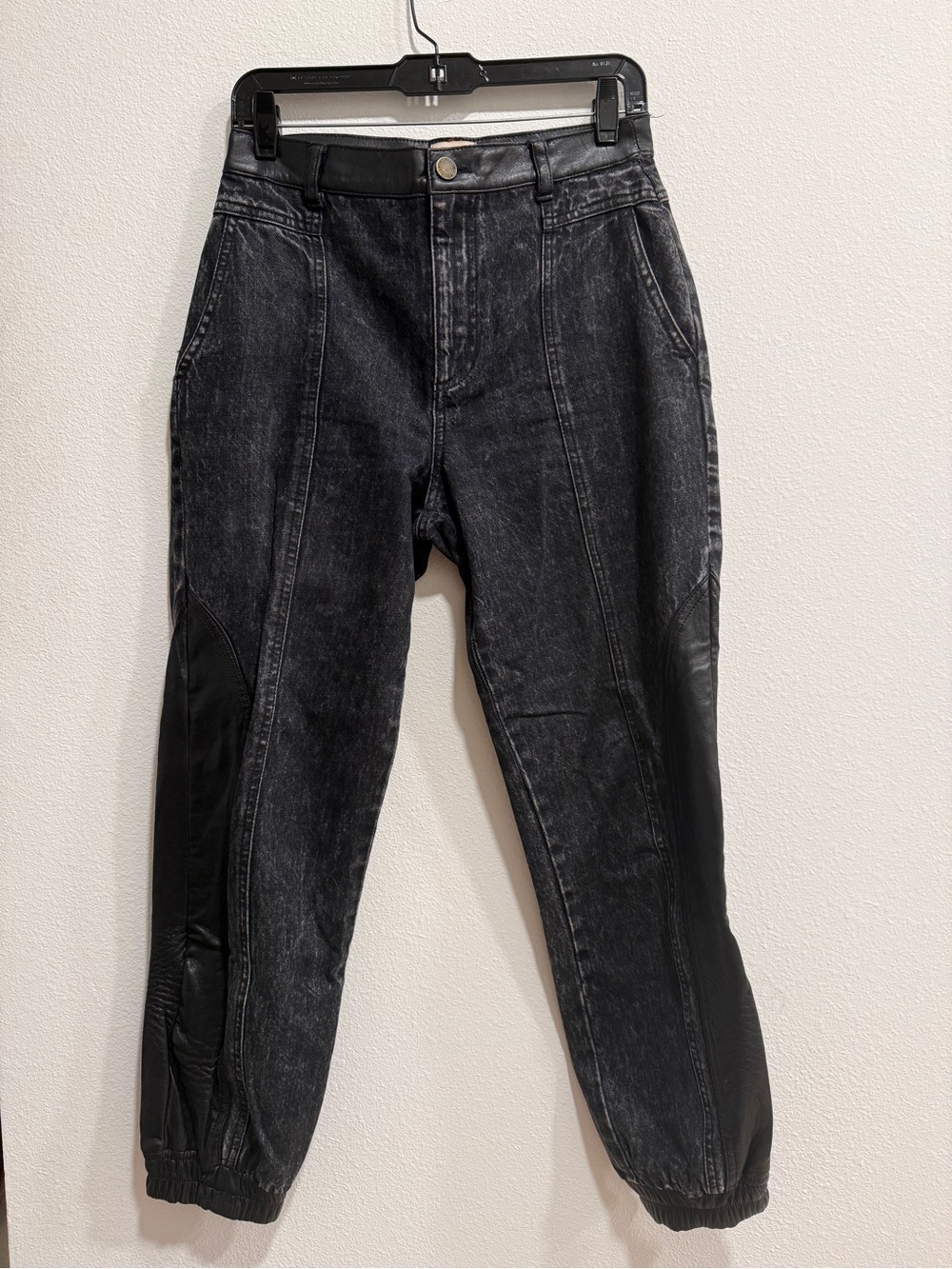 Alice + Olivia Washed Black Panel Denim Jogger